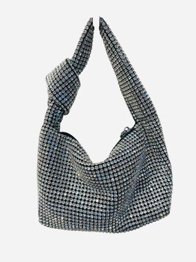 Embellished Silver Crystal Shoulder Bag
